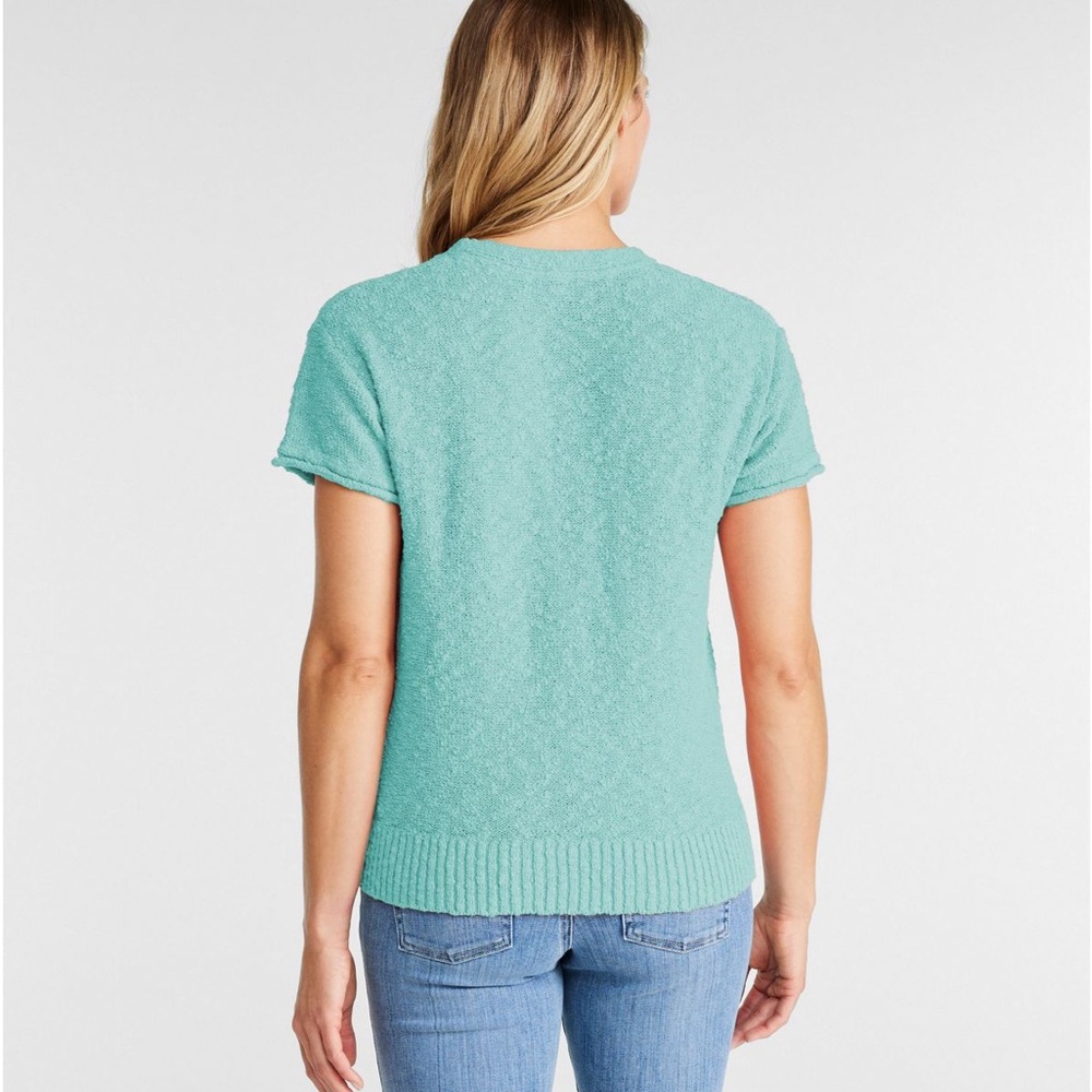 LL Bean Women's Midweight Cotton Slub Sweater, Henley Short-Sleeve EUC SIZE S - Picture 2 of 8
